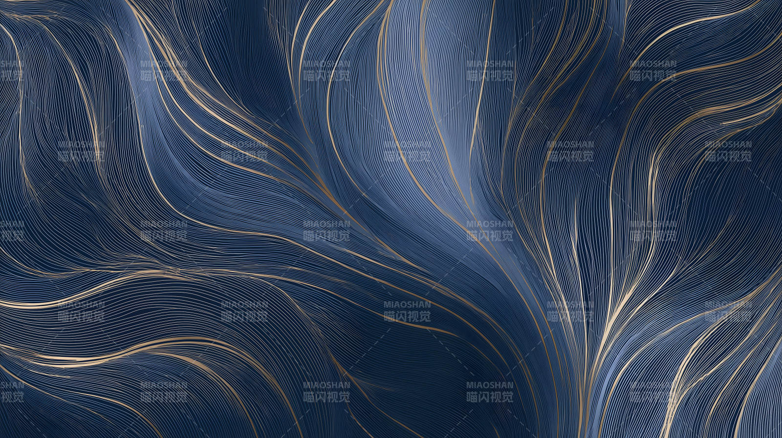 藍金線條流動抽象藝術-圖片