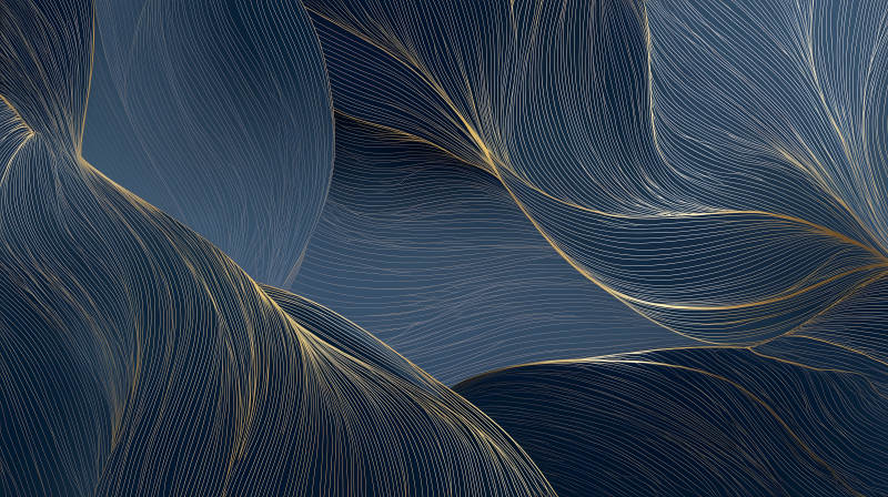 深藍色抽象金色線條-圖片