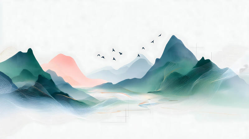 水墨山水风景画意境悠远-图片