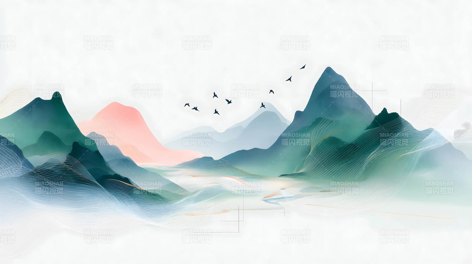 水墨山水风景画意境悠远-图片