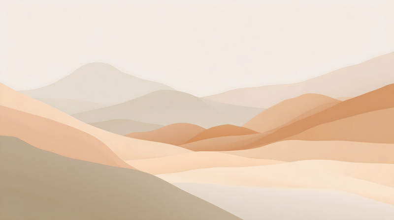 柔和的色调山峦意境风景画-图片