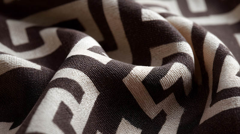 深棕色幾何紋理布料特寫(xiě)-圖片