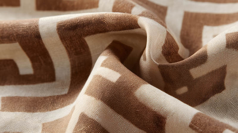 棕色米色幾何圖案布料特寫(xiě)-圖片