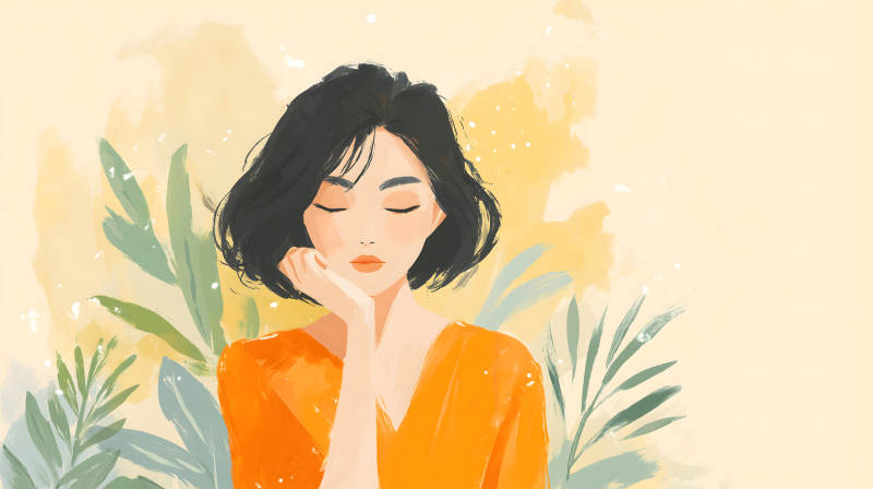 女孩沉思艺术绘画风景-图片