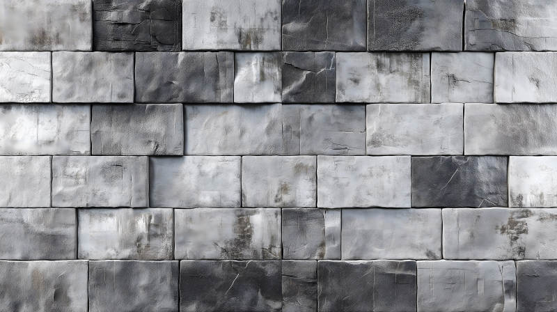 灰白砖块堆砌墙面纹理质感-图片