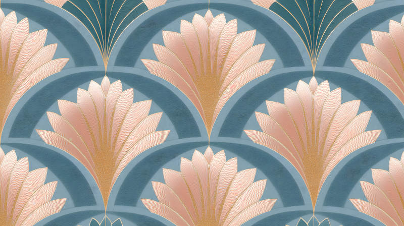 復古幾何花紋壁紙設計-圖片