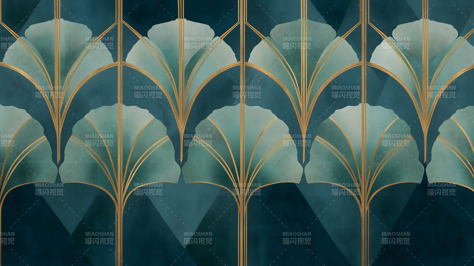 优雅的蓝绿色几何图案-图片