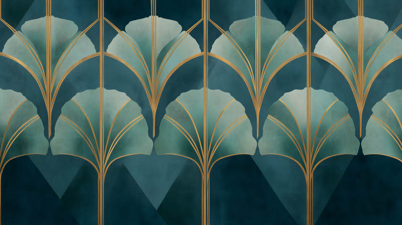 优雅的蓝绿色几何图案-图片