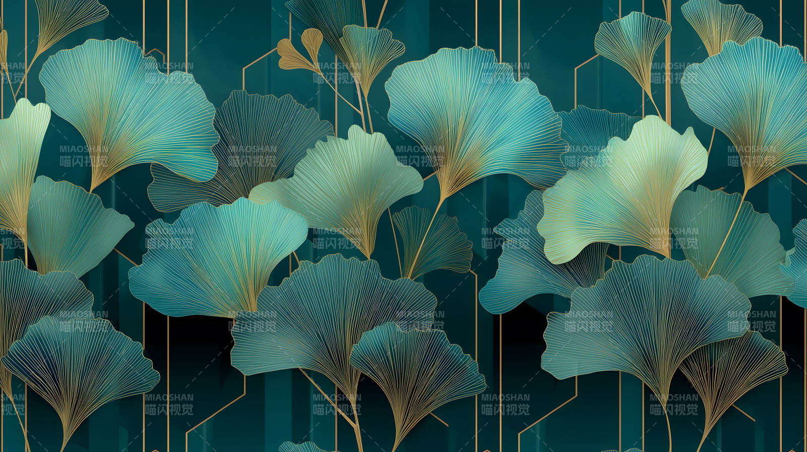 优雅的银杏叶纹理艺术-图片