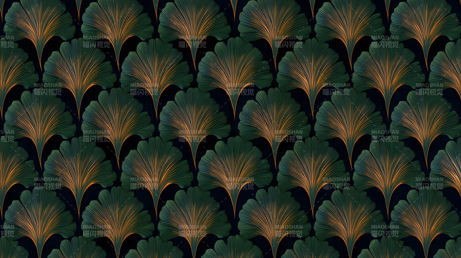 绿色叶片艺术图案-图片