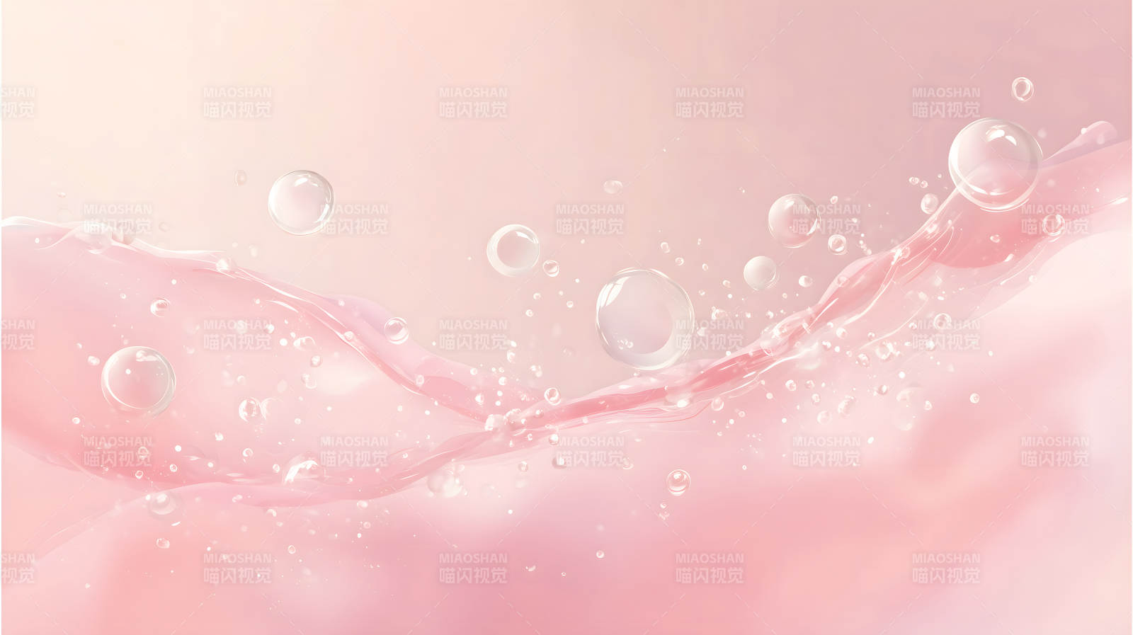 粉色水波与气泡的柔和梦幻-图片