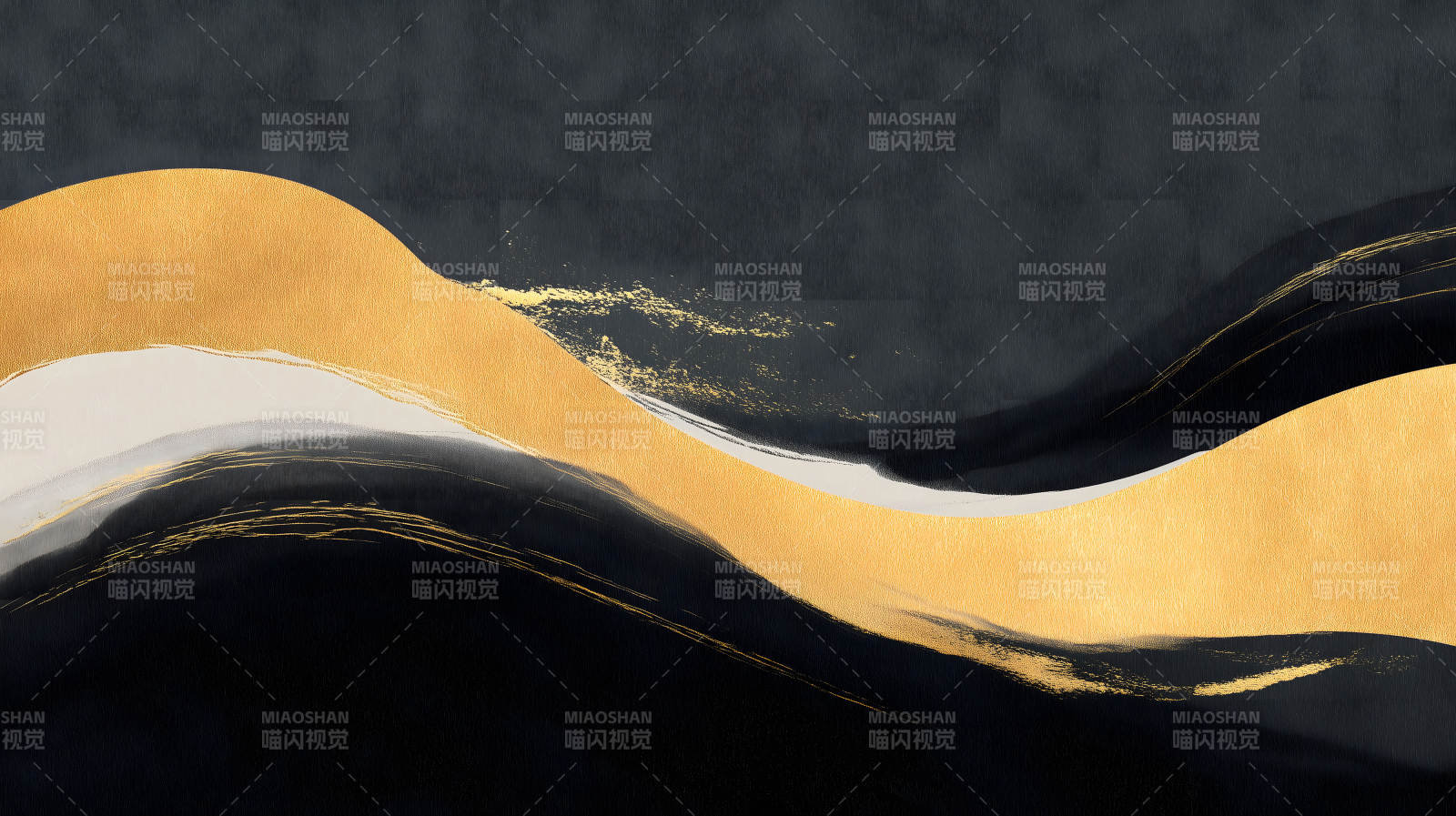 金色与黑色抽象绘画-图片