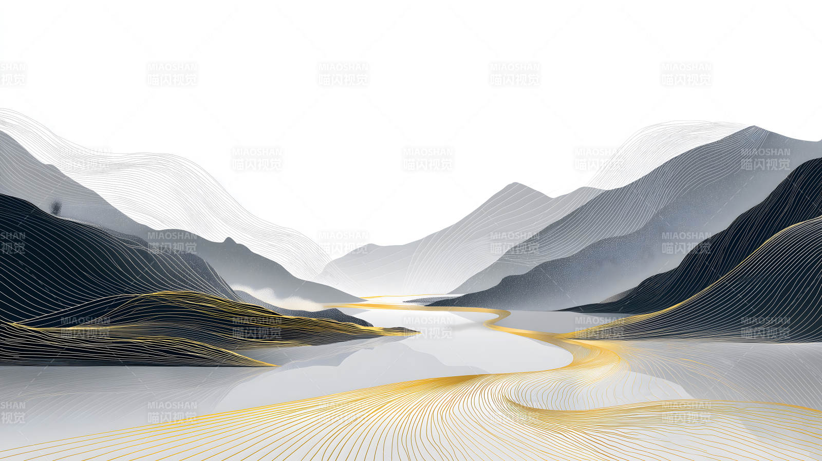 山水畫意境抽象藝術(shù)作品-圖片