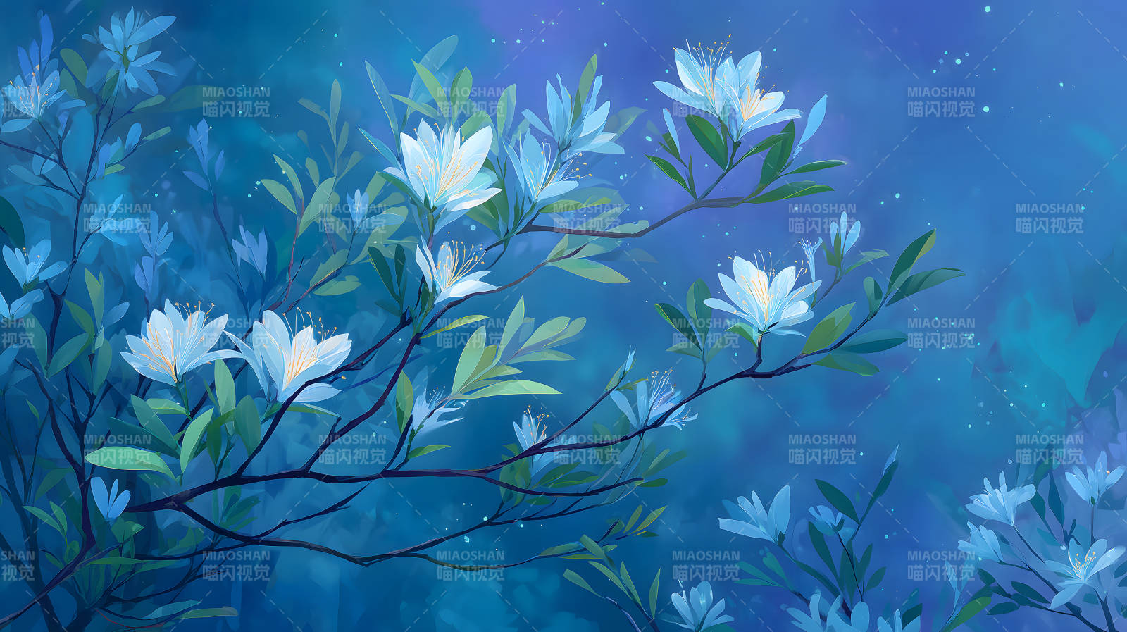 夜色花影：靜謐藍調的唯美意境-圖片