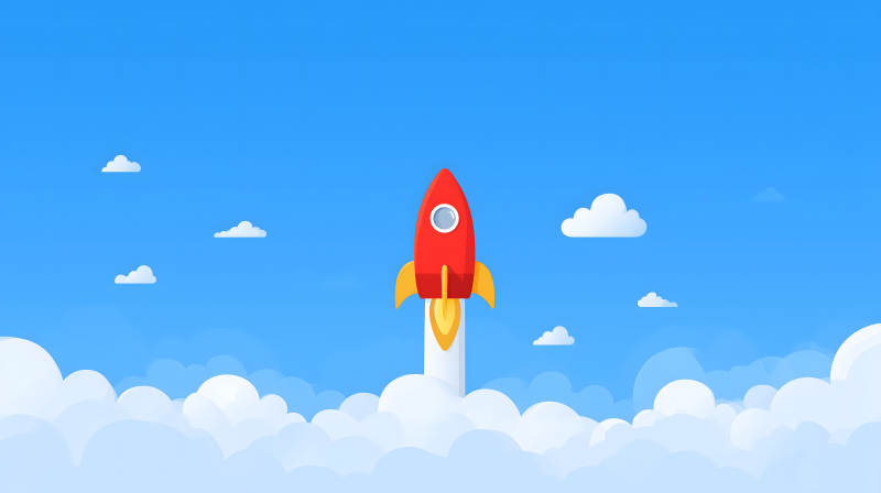 火箭發(fā)射升空背景藍(lán)色天空白云-圖片