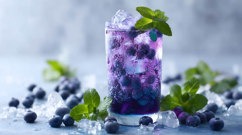 藍莓雞尾酒特寫清新誘人-圖片