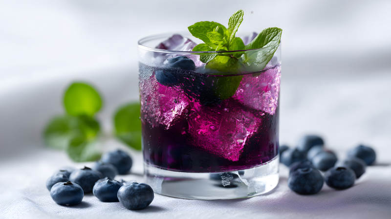 藍莓雞尾酒特寫清新誘人-圖片