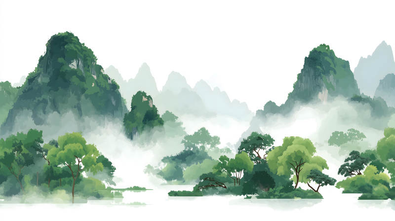 水墨山水畫意境深遠-圖片