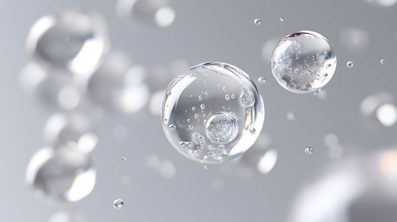 晶瑩剔透的氣泡在空中漂浮-圖片
