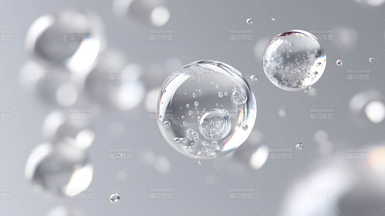 晶瑩剔透的氣泡在空中漂浮-圖片