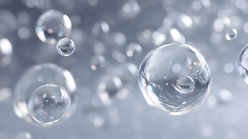 水泡飄浮特寫柔和光影-圖片