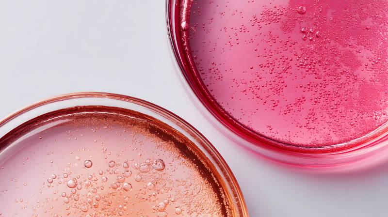 兩種顏色的液體在玻璃器皿中-圖片