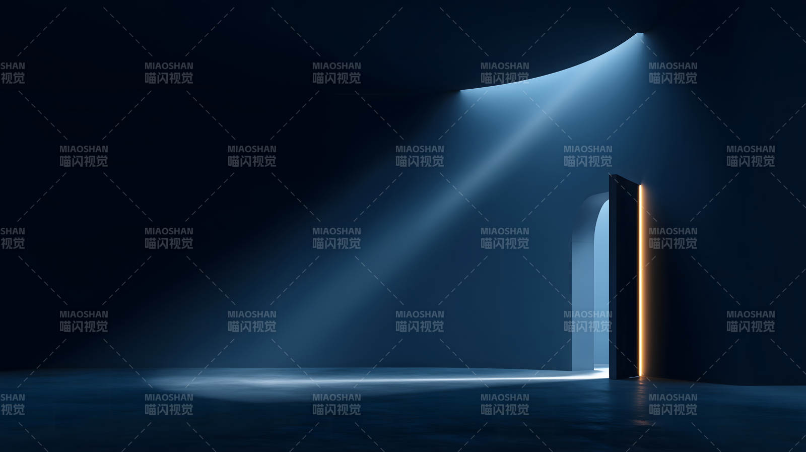 幽暗空間中的光線與門-圖片