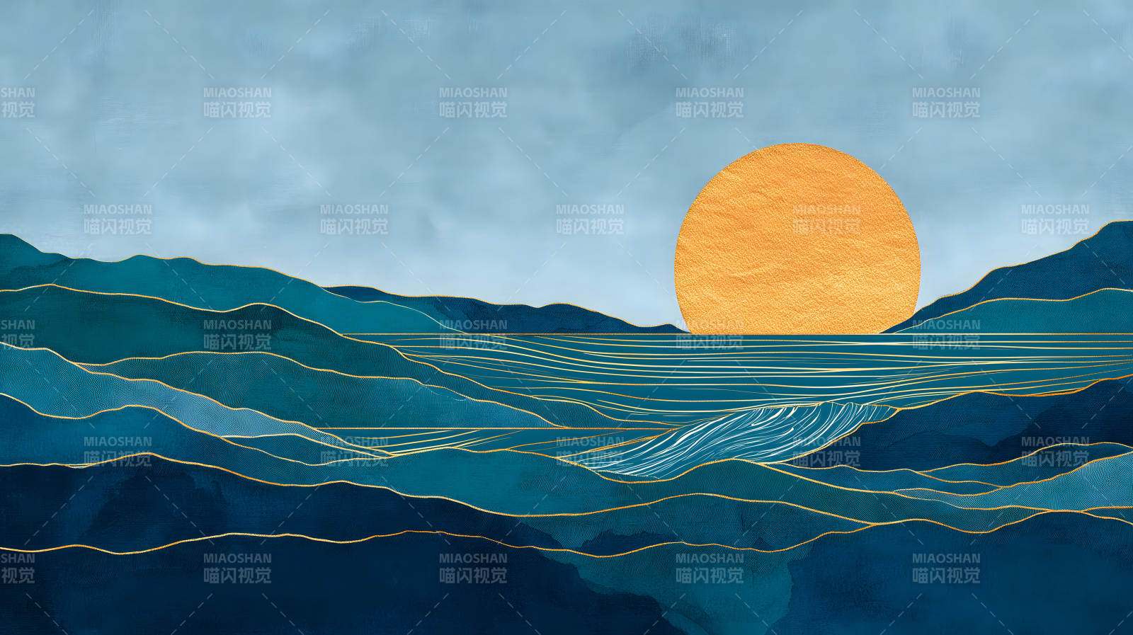 山海日落景象宁静悠远-图片