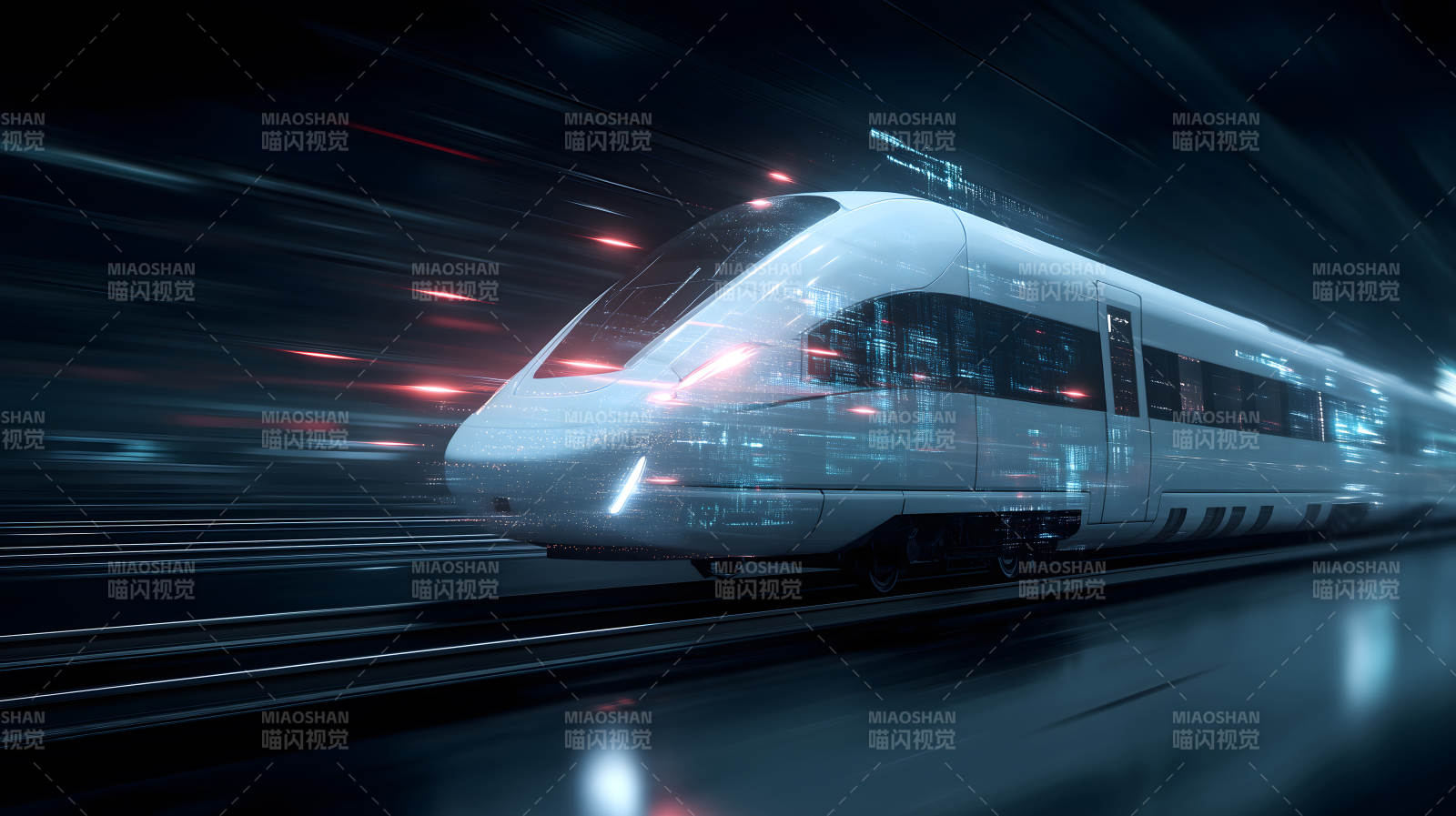 高速列车行驶隧道科技感十足-图片