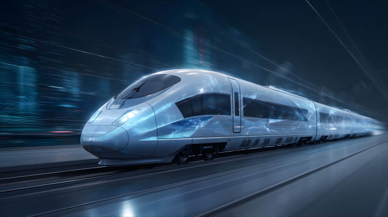 高速列車在隧道中疾馳-圖片