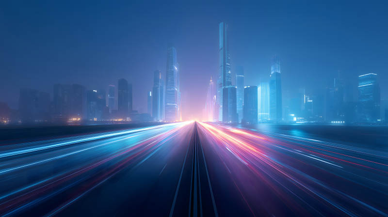 城市夜景高速公路光軌-圖片