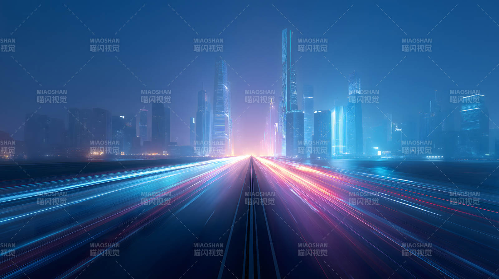 城市夜景高速公路光軌-圖片