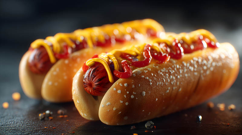 美味的熱狗特寫鏡頭-圖片