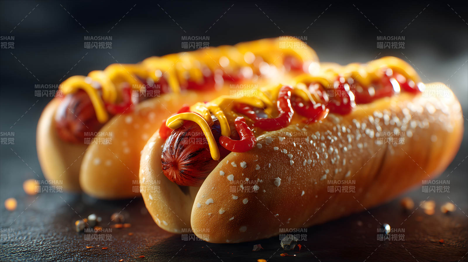 美味的热狗特写镜头-图片