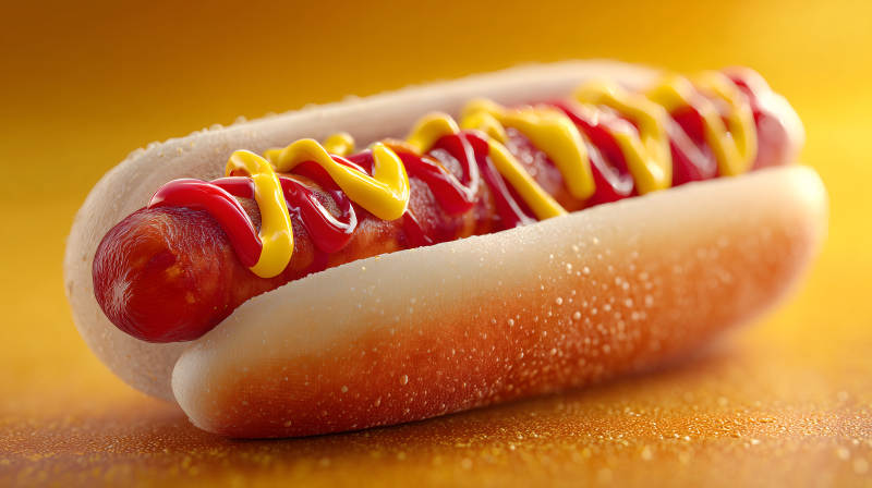 美味熱狗特寫鮮艷色彩誘人-圖片