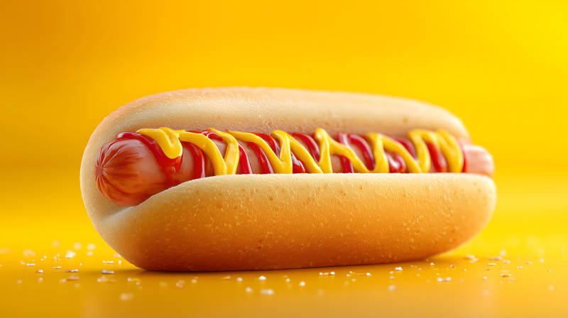 熱狗特寫黃色背景-圖片