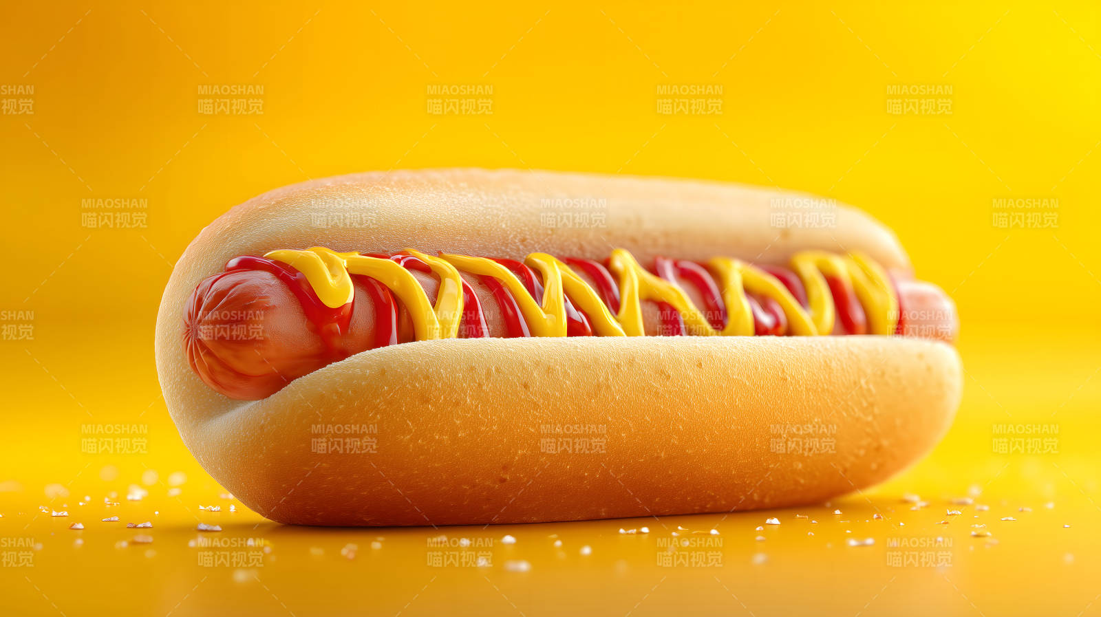 热狗特写黄色背景-图片