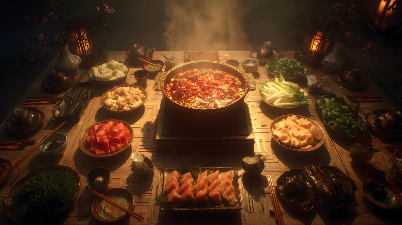 熱氣騰騰的火鍋盛宴-圖片