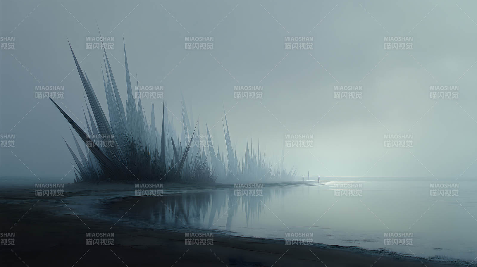 宁静水岸的抽象景观-图片