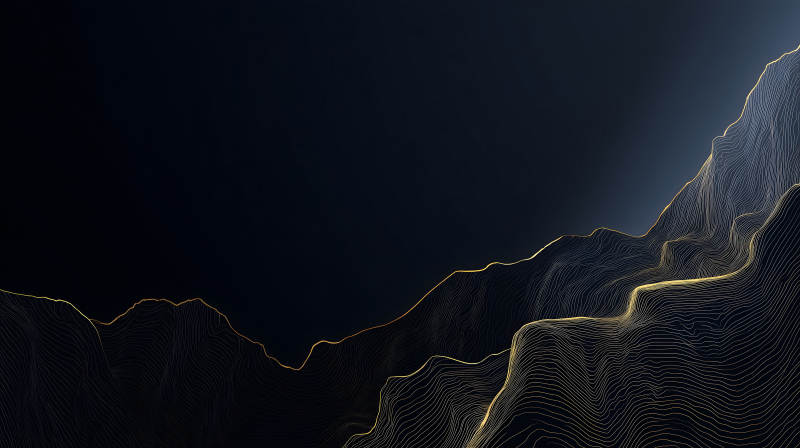 暗色調山脈金色線條設計-圖片