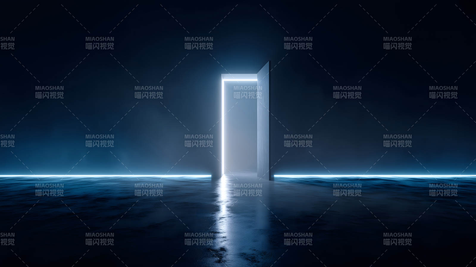 发光的门通往未知黑暗空间-图片