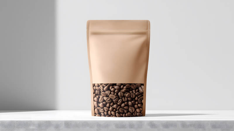 咖啡豆包裝袋靜物展示-圖片