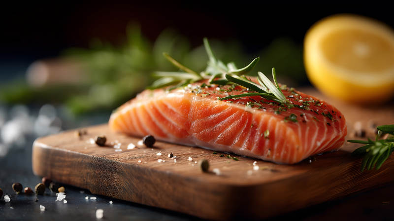 鮮美三文魚配檸檬和香草-圖片