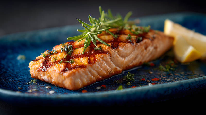 烤三文魚配檸檬香草-圖片