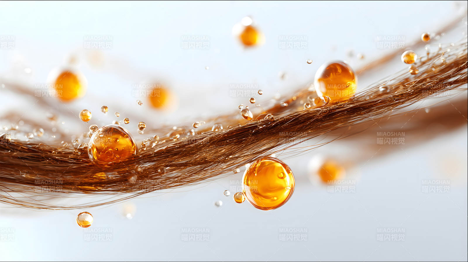 發絲與精華液滴落圖-圖片