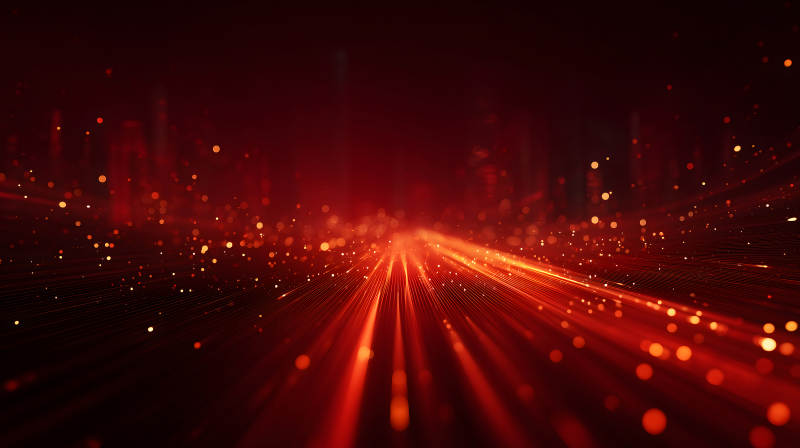 红色的光线与粒子组成的抽象背景-图片