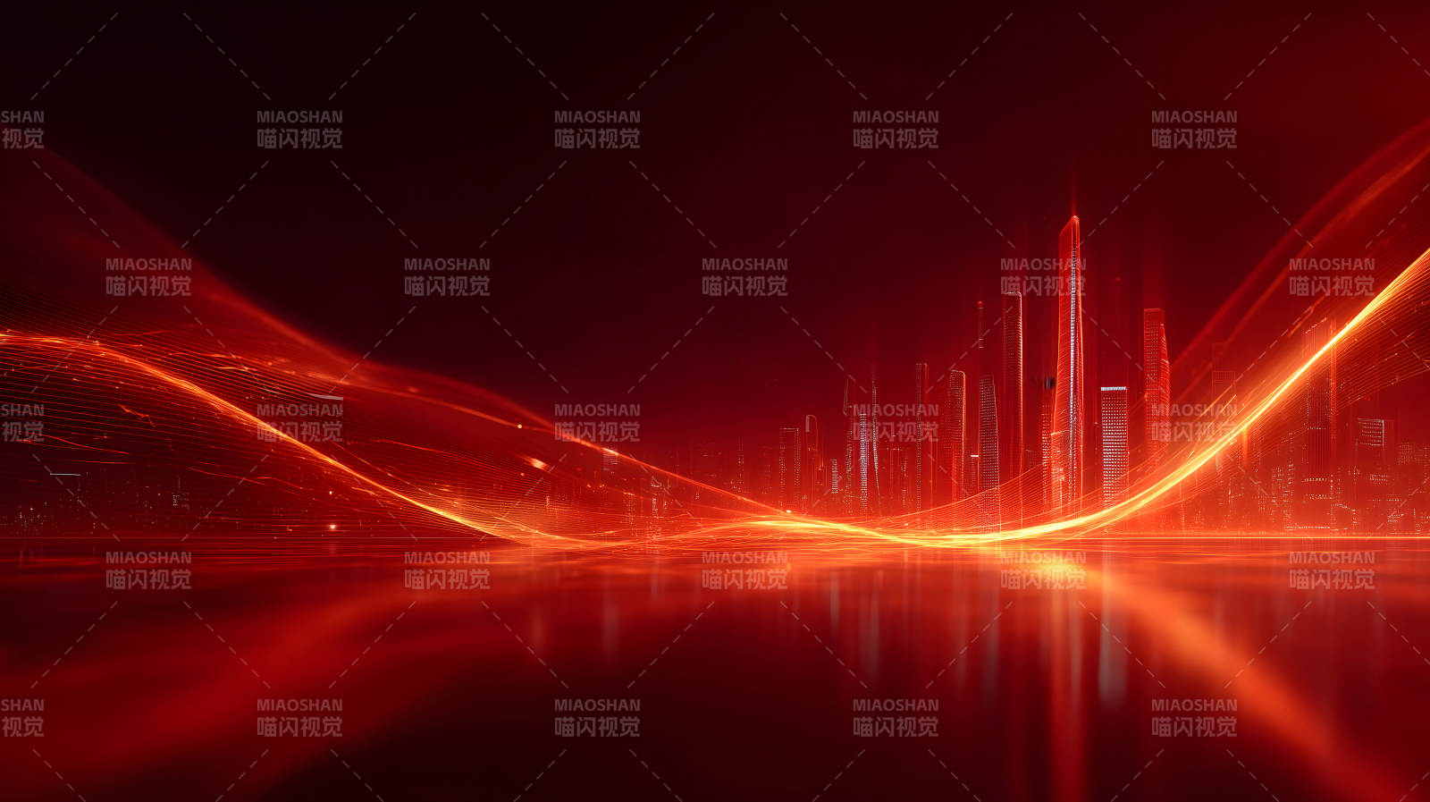 紅色城市抽象光線設計-圖片