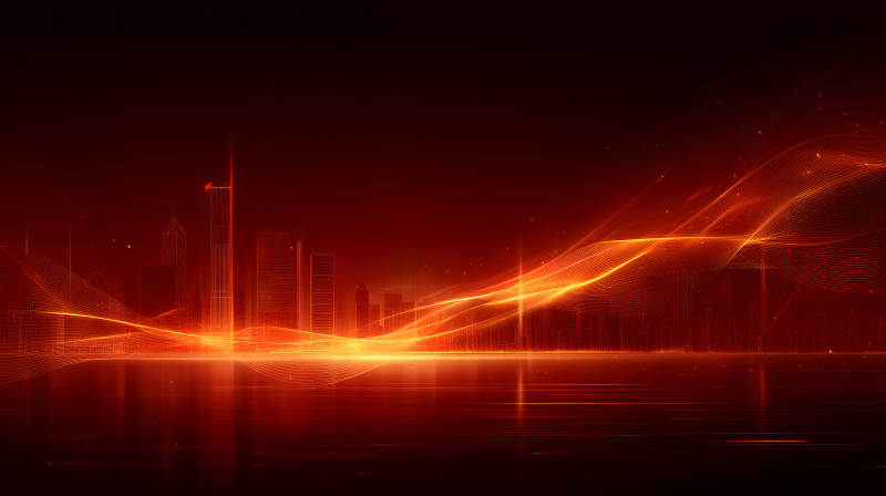 紅色城市抽象光影背景-圖片