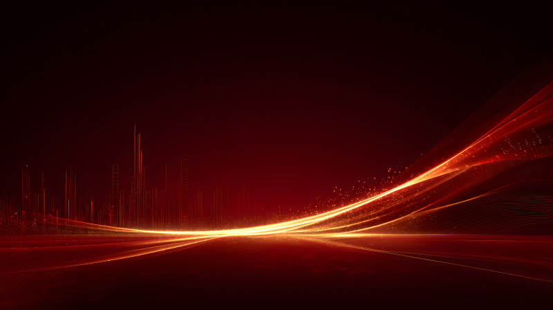 紅色抽象光影科技感背景圖-圖片