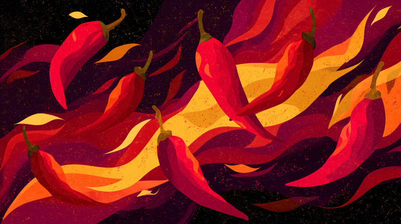 辣椒與火焰的抽象藝術-圖片